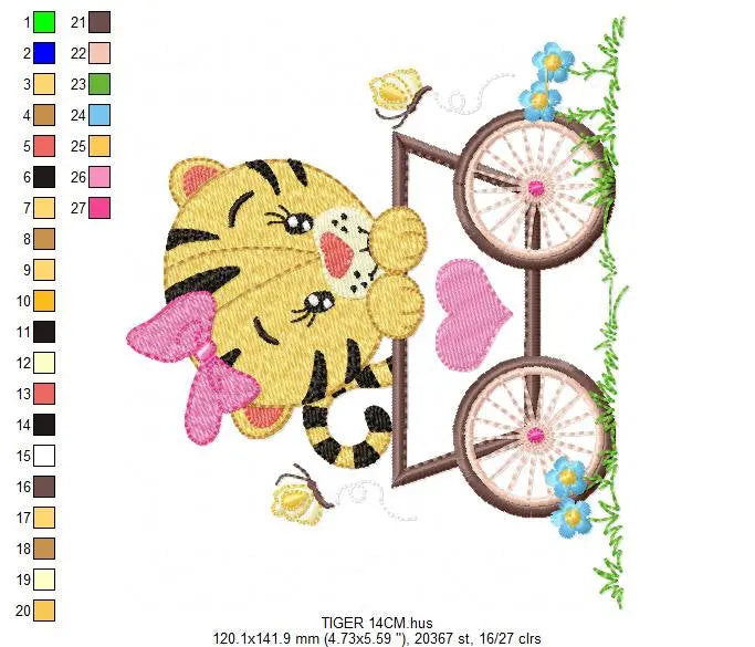 Tiger embroidery design - Animals embroidery designs machine embroidery pattern - Baby girl embroidery - Safari embroidery file Tag Frame Marcia Embroidery