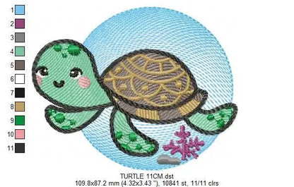 Turtle embroidery designs - Ocean animals embroidery design machine embroidery pattern - Baby boy embroidery file - sea animal embroidery Marcia Embroidery