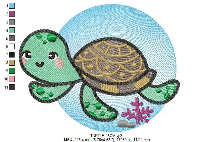 Turtle embroidery designs - Ocean animals embroidery design machine embroidery pattern - Baby boy embroidery file - sea animal embroidery Marcia Embroidery