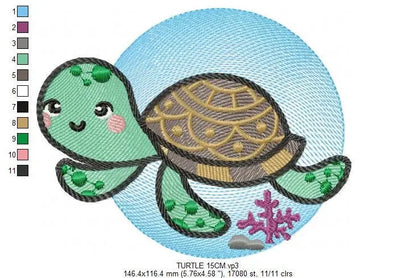 Turtle embroidery designs - Ocean animals embroidery design machine embroidery pattern - Baby boy embroidery file - sea animal embroidery Marcia Embroidery