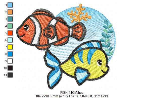 Fish embroidery designs - Ocean animals embroidery design machine embroidery pattern - Baby boy embroidery file - sea animals embroidery pes