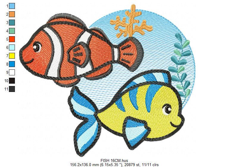 Fish embroidery designs - Ocean animals embroidery design machine embroidery pattern - Baby boy embroidery file - sea animals embroidery pes