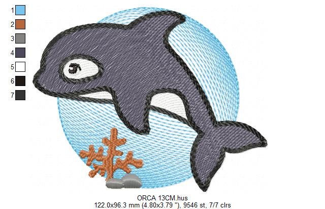Whale embroidery designs - Orca embroidery design machine embroidery pattern - Baby boy embroidery file - sea animal embroidery killer whale