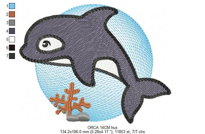 Whale embroidery designs - Orca embroidery design machine embroidery pattern - Baby boy embroidery file - sea animal embroidery killer whale