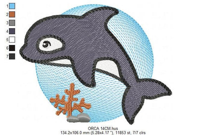 Whale embroidery designs - Orca embroidery design machine embroidery pattern - Baby boy embroidery file - sea animal embroidery killer whale