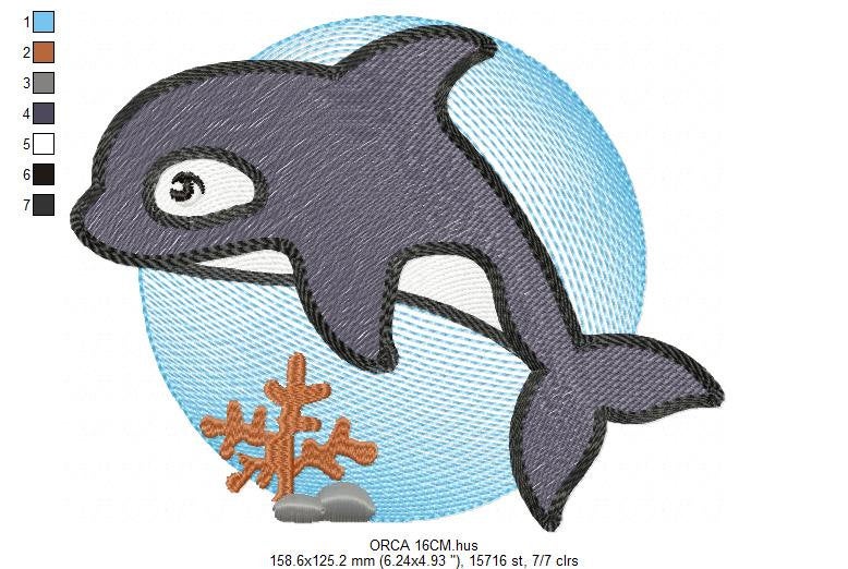 Whale embroidery designs - Orca embroidery design machine embroidery pattern - Baby boy embroidery file - sea animal embroidery killer whale