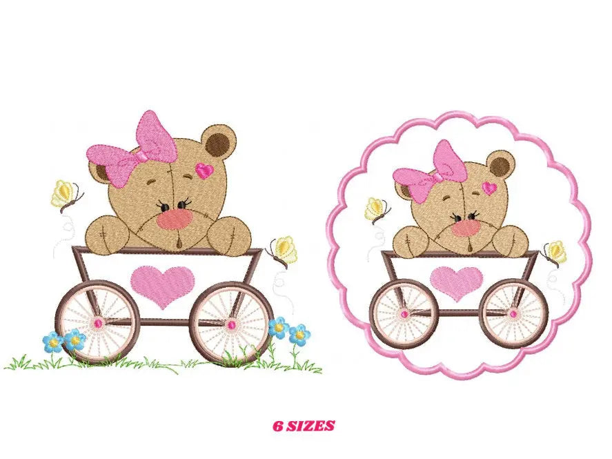 Bear embroidery design - Animals embroidery designs machine embroidery pattern - Baby girl embroidery - Safari embroidery file Tag Frame Marcia Embroidery