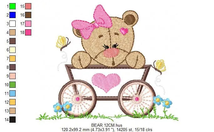 Bear embroidery design - Animals embroidery designs machine embroidery pattern - Baby girl embroidery - Safari embroidery file Tag Frame Marcia Embroidery