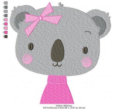 Koala embroidery design - Baby girl embroidery designs machine embroidery pattern - animal embroidery file - blanket pillow towel download