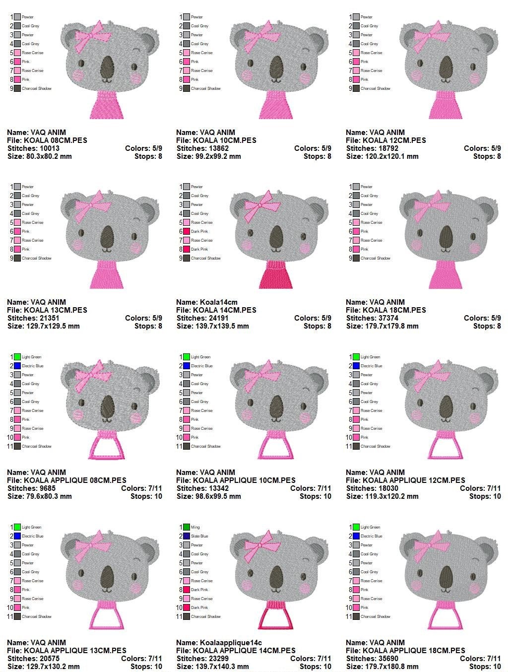 Koala embroidery design - Baby girl embroidery designs machine embroidery pattern - animal embroidery file - blanket pillow towel download