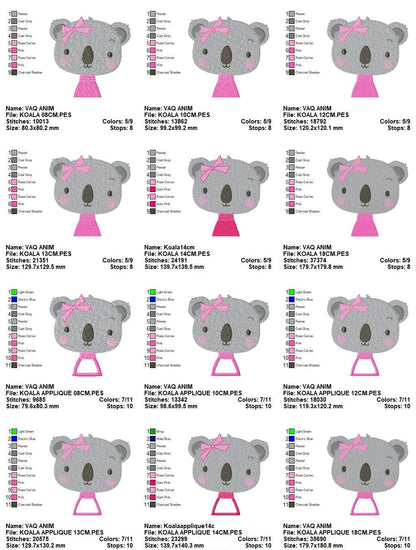 Koala embroidery design - Baby girl embroidery designs machine embroidery pattern - animal embroidery file - blanket pillow towel download
