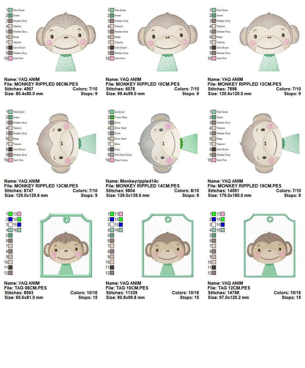 Monkey embroidery designs - Safari embroidery design machine embroidery pattern - Baby boy embroidery file - animal embroidery download