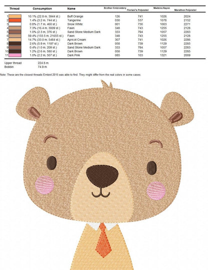 Bear embroidery designs - Safari embroidery design machine embroidery pattern - Baby boy embroidery file -  bear with clothes download