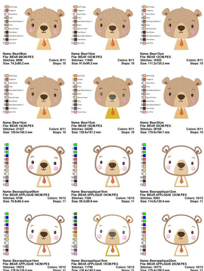 Bear embroidery designs - Safari embroidery design machine embroidery pattern - Baby boy embroidery file -  bear with clothes download