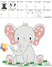 Cargar imagen en el visor de la galería, Elephant embroidery designs - Animal embroidery design machine embroidery pattern - Baby girl embroidery file kid embroidery elephant design
