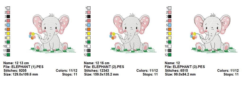 Elephant embroidery designs - Animal embroidery design machine embroidery pattern - Baby girl embroidery file kid embroidery elephant design