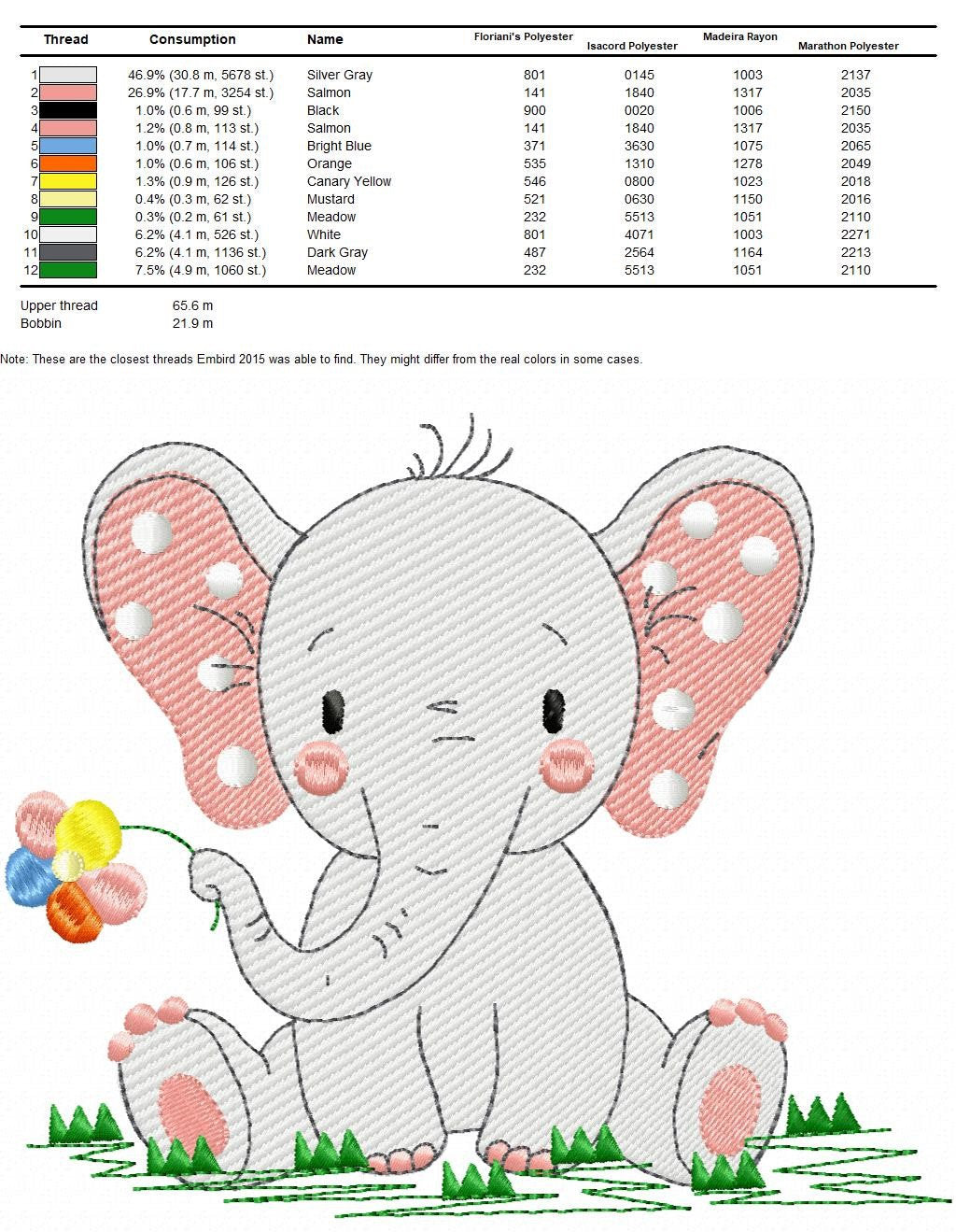 Elephant with flower embroidery designs - Safari Wild Animal machine embroidery pattern - Baby girl file - Instant digital download pes jef