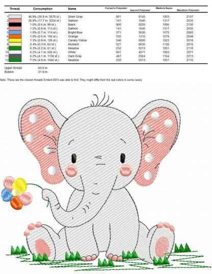 Elephant with flower embroidery designs - Safari Wild Animal machine embroidery pattern - Baby girl file - Instant digital download pes jef