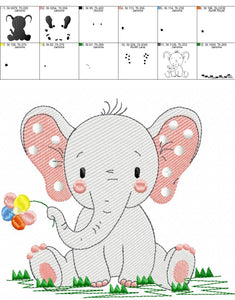 Elephant embroidery designs -  Animal embroidery design machine embroidery pattern - Baby girl embroidery file - instant download Peace Love