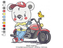 Load image into Gallery viewer, Bear with bike embroidery designs - Bear embroidery design machine embroidery pattern - Baby boy embroidery file - instant download Biker
