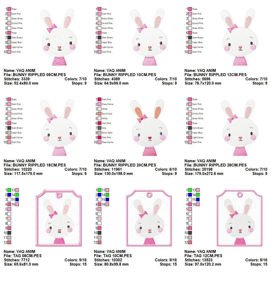 Bunny embroidery designs - Rabbit embroidery design machine embroidery pattern - Baby girl embroidery file - bunny with clothes download Marcia Embroidery