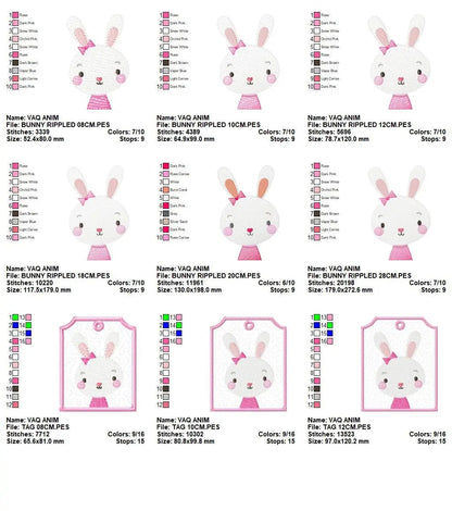Bunny embroidery designs - Rabbit embroidery design machine embroidery pattern - Baby girl embroidery file - bunny with clothes download Marcia Embroidery