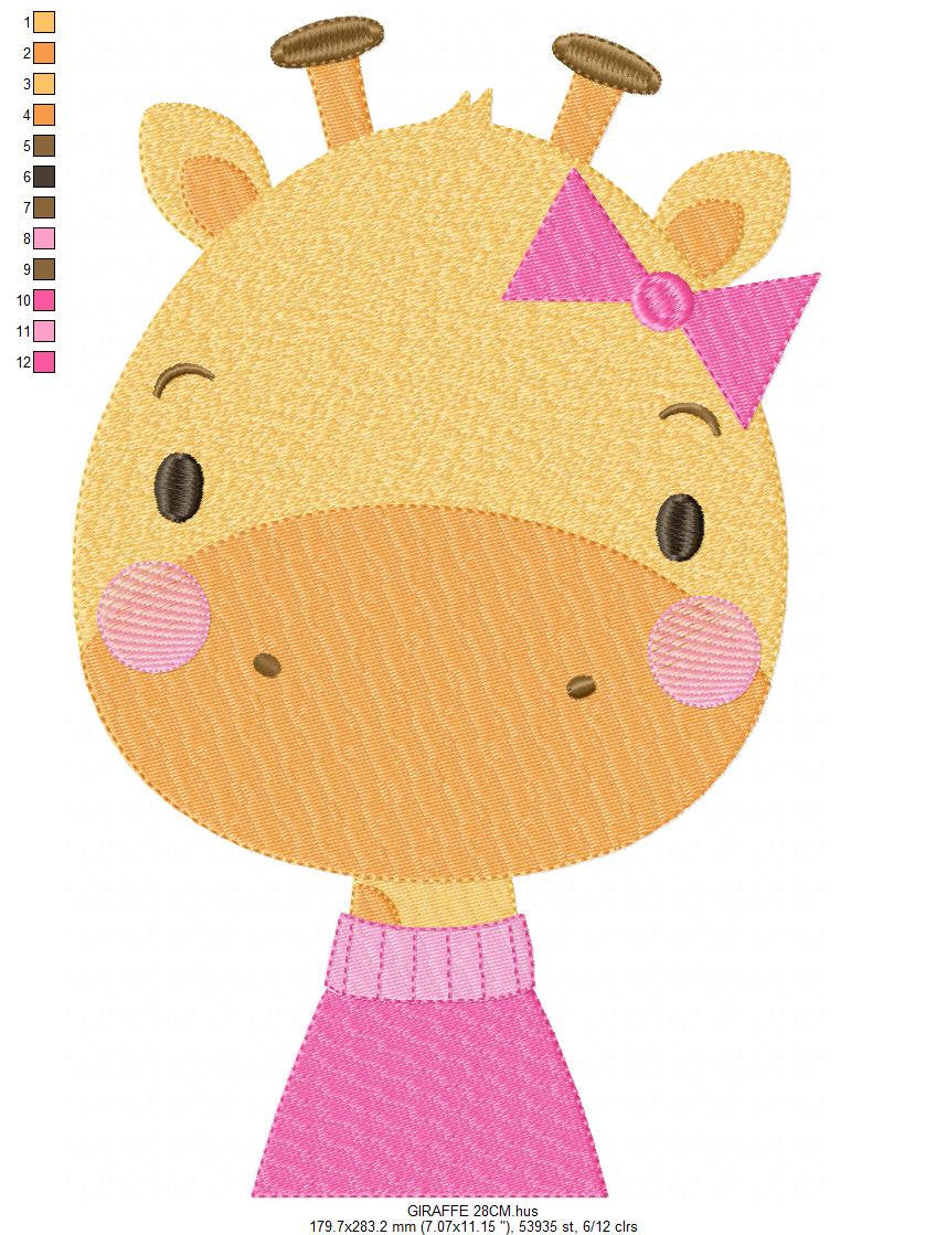 Giraffe embroidery designs - Animal embroidery design machine embroidery pattern - Baby girl embroidery file - giraffe with clothes download