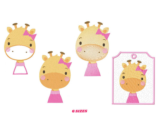 Giraffe embroidery designs - Animal embroidery design machine embroidery pattern - Baby girl embroidery file - giraffe with clothes download