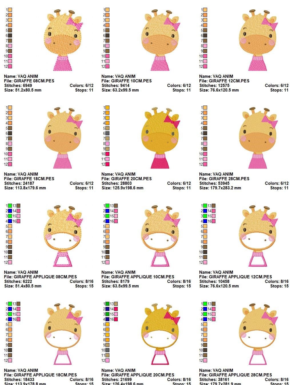 Giraffe embroidery designs - Animal embroidery design machine embroidery pattern - Baby girl embroidery file - giraffe with clothes download