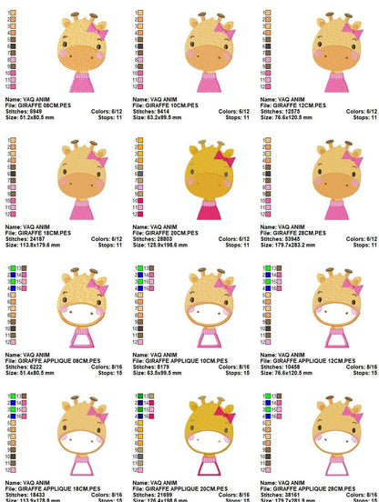 Giraffe embroidery designs - Animal embroidery design machine embroidery pattern - Baby girl embroidery file - giraffe with clothes download
