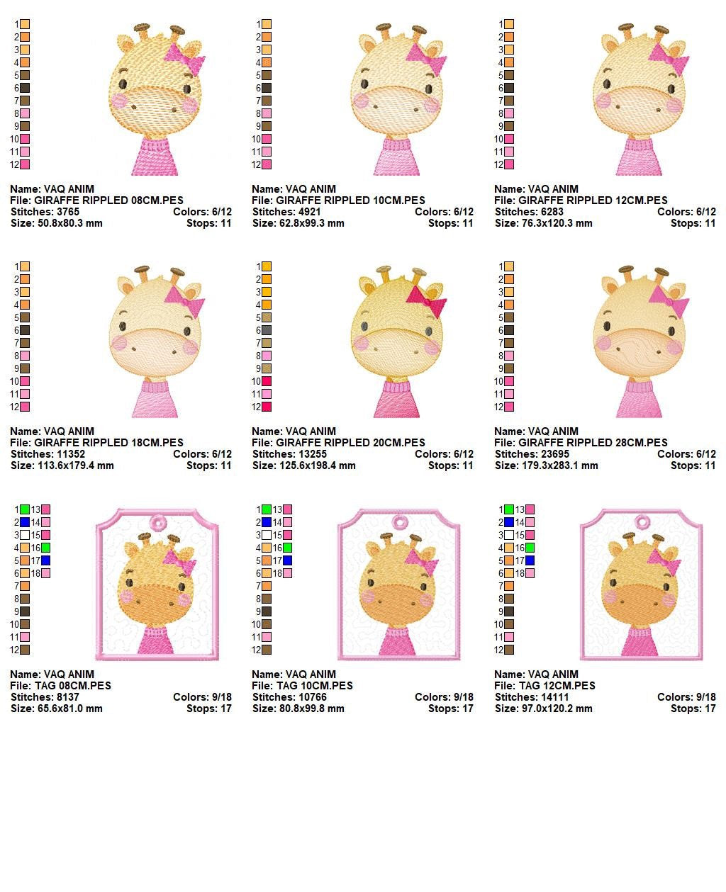 Giraffe embroidery designs - Animal embroidery design machine embroidery pattern - Baby girl embroidery file - giraffe with clothes download