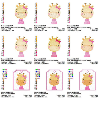 Giraffe embroidery designs - Animal embroidery design machine embroidery pattern - Baby girl embroidery file - giraffe with clothes download