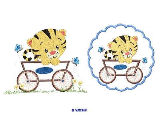 Tiger in wagon embroidery design - Animal Tag embroidery designs machine embroidery pattern - Baby boy embroidery file - instant download