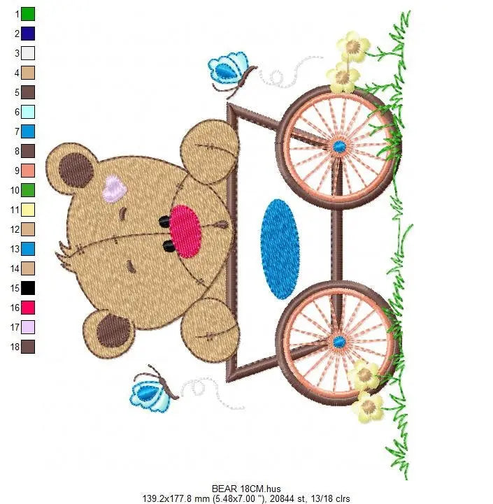 Bear embroidery design - Animals embroidery designs machine embroidery pattern - Baby boy embroidery - Safari embroidery file Tag Frame Marcia Embroidery