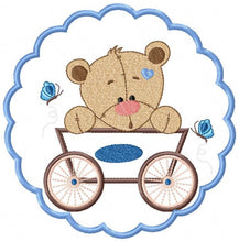 Load image into Gallery viewer, Bear embroidery design - Animals embroidery designs machine embroidery pattern - Baby boy embroidery - Safari embroidery file Tag Frame
