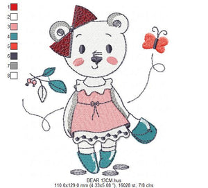 Bear embroidery designs - Teddy embroidery design machine embroidery pattern - baby girl embroidery file - spring summer   instant download