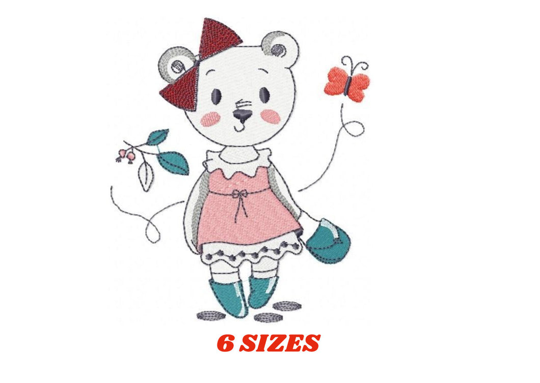 Bear embroidery designs - Teddy embroidery design machine embroidery pattern - baby girl embroidery file - spring summer   instant download