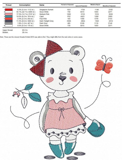 Bear embroidery designs - Teddy embroidery design machine embroidery pattern - baby girl embroidery file - spring summer   instant download Marcia Embroidery
