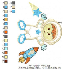 Astronaut embroidery designs - Boy embroidery design machine embroidery pattern - Space embroidery file - Rocket embroidery applique design