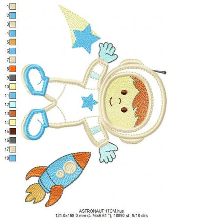 Astronaut embroidery designs - Boy embroidery design machine embroidery pattern - Space embroidery file - Rocket embroidery applique design Marcia Embroidery