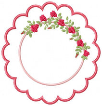 Load image into Gallery viewer, Roses frame embroidery designs - Monogram embroidery design machine embroidery pattern - Floral Frame embroidery file - wreath of flowers
