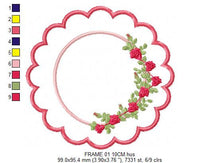 Charger l&#39;image dans la galerie, Roses frame embroidery designs - Monogram embroidery design machine embroidery pattern - Floral Frame embroidery file - wreath of flowers
