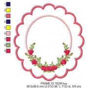 Laden Sie das Bild in den Galerie-Viewer, Roses frame embroidery designs - Monogram embroidery design machine embroidery pattern - Floral Frame embroidery file - wreath of flowers
