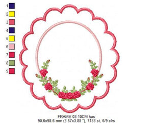 Roses frame embroidery designs - Monogram embroidery design machine embroidery pattern - Floral Frame embroidery file - wreath of flowers