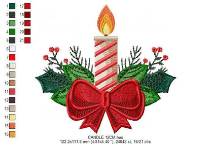 Candle embroidery designs - Christmas Decoration embroidery design machine embroidery pattern - Christmas embroidery file Xmas embroidery Marcia Embroidery