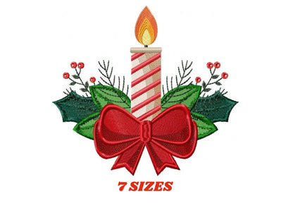 Candle embroidery designs - Christmas Decoration embroidery design machine embroidery pattern - Christmas embroidery file Xmas embroidery Marcia Embroidery