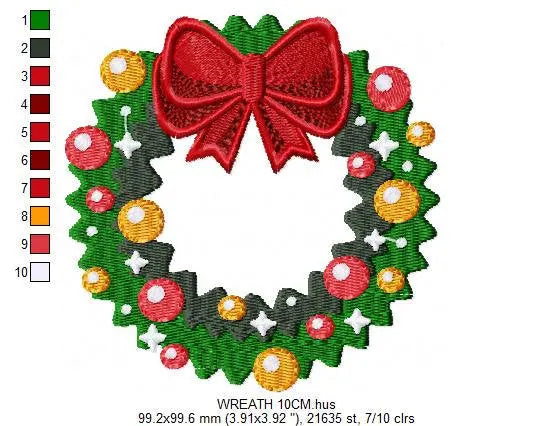 Xmas Wreath embroidery designs - Holly Wreath embroidery design machine embroidery pattern - Christmas Wreath embroidery file download Marcia Embroidery