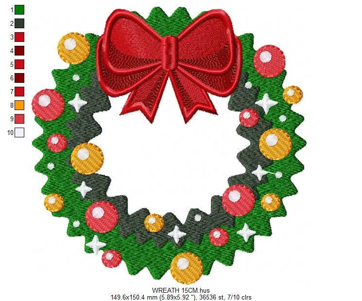 Xmas Wreath embroidery designs - Holly Wreath embroidery design machine embroidery pattern - Christmas Wreath embroidery file download Marcia Embroidery