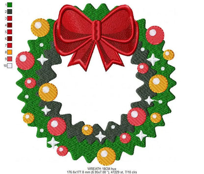 Xmas Wreath embroidery designs - Holly Wreath embroidery design machine embroidery pattern - Christmas Wreath embroidery file download Marcia Embroidery