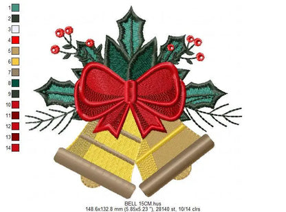 Bell embroidery designs - Xmas embroidery design machine embroidery pattern - Christmas embroidery file Religious embroidery Jingle Bells Marcia Embroidery